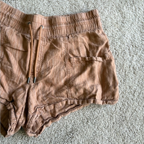Athleta Womens Cabo Orange summer beach pull on Linen Textured 4" Short size 14 - Picture 5 of 15